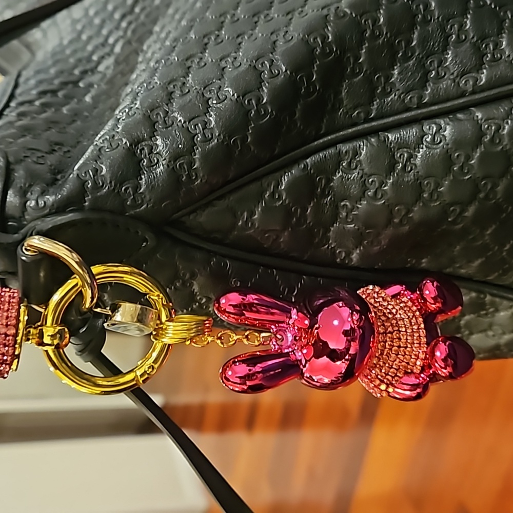 Rhinestone Pink Bunny Key Chain/Handbag Charm - Picture 7 of 9